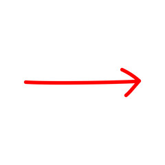 Stock image of a simple red arrow pointing to the right direction on transparent background