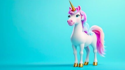 Cute Unicorn in Front of Beautiful Background Lovely Horse with One Unicorn Adorable Rainbow Colors in Greeting Card Magical Unicorn as Trendy Background Beautiful Cartoon of Pony, one Horn