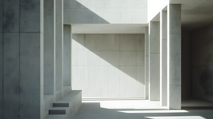 Obraz premium Dynamic Light and Shadow in Minimalist Concrete Architecture