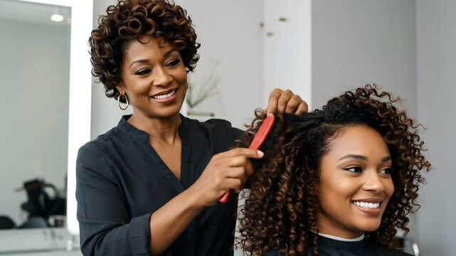 Curly hair styling tips and tricks from professional hair stylist salon 4k video