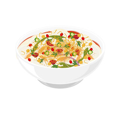 Vector Illustration logo Clipart Dahi Vada or Dahi Bhalla Chaat on a Bowl 