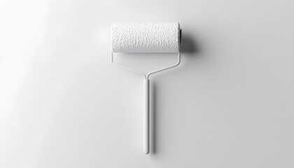 Obraz premium Elevated view of a simple white paint roller.