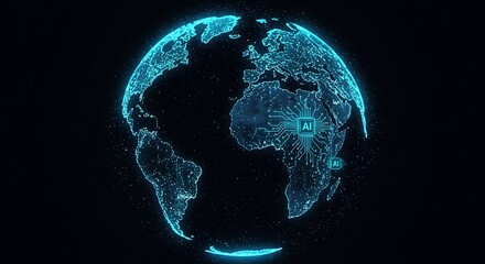 Luminescent globe highlighting artificial intelligences global impact