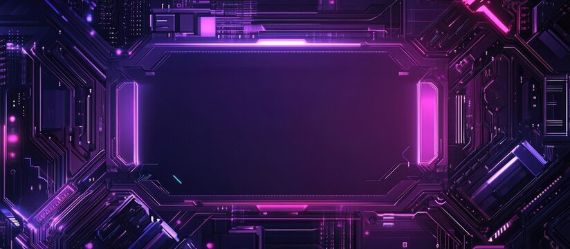 High-tech circuit frame with glowing lines