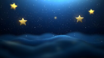 Naklejka premium Happy New Year Design with Golden Stars on a Night Sky Background