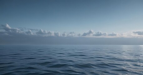 Fototapeta premium Deep to pale blue gradient, ethereal tranquil sea, illustration, horizon