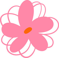 Pink Flower with Orange Center, Simple Floral Design
