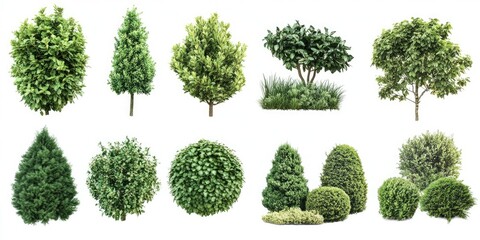 Diverse Green Trees and Shrubs