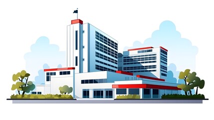 Obraz premium Cartoon Hospital Vector Illustration for Medical Use in White Background