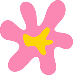 Pink flower with yellow center, concept art for spring, summer and nature.