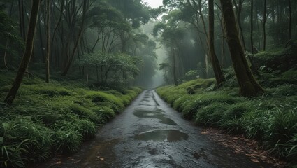 Obraz premium rain forest path