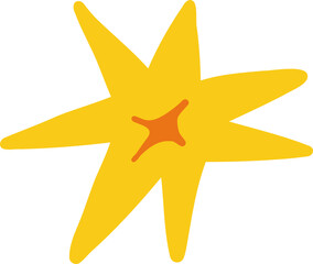 Obraz premium Yellow Starburst Shape, Simple Abstract Star Design