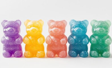 Row of colorful gummy bears