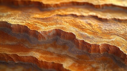 Obraz premium Badlands clay formations with textured orange and rust-colored erosion patterns creating natural ridges, photographed in warm golden light with detailed surface cracks