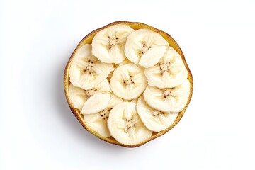 Banana slices arranged in a bowl