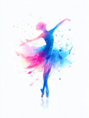 Fototapeta premium abstract silhouette of a ballerina with soft pastel watercolor flow, dreamy and artistic motion effect