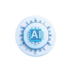 ai microchip symbol in blue tones with radial details, high quality png isolated on transparent background
