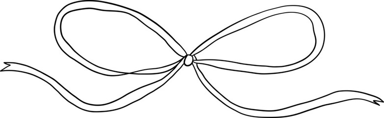 Flat decorative ribbon bow with extended horizontal loops