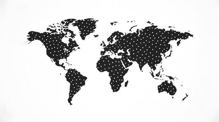 Abstract World Map Dotted Vector Background Design in Black Color