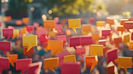 Obraz premium Colorful Speech Bubbles Flying in the Air with a Glossy Finish