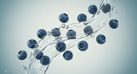 Blueberries in Motion: A Splash of Freshness