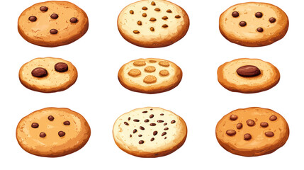 Obraz premium Collection of Round Cookies and Biscuits — Classic and Assorted Varieties on Transparent Background