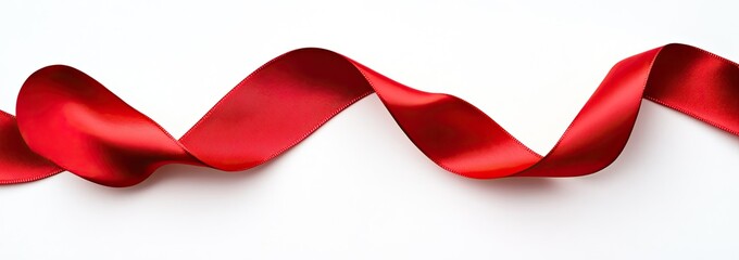 Red ribbon gracefully curves