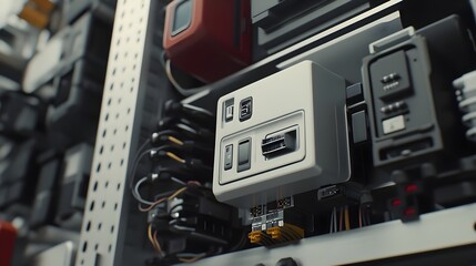 Close-Up View of Modern Electrical Devices and Home Appliances