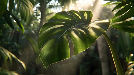 Lush Green Leaves with Soft Focus Background in Nature Setting