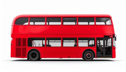 Red Double-Decker Bus Rear View Mockup for City Tours and Urban Views