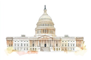 Watercolor depiction of the US Capitol Building (1)