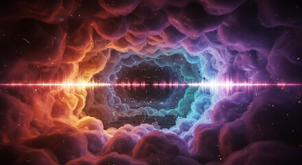 Colorful cosmic clouds tunnel of sound