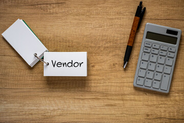 There is word card with the word Vendor. It is as an eye-catching image.
