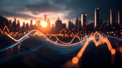 Obraz premium Dynamic Business Graph Depicting Upward Trend in Stock Market