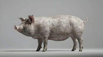 Fototapeta premium Realistic Illustration of a Standing Pink Pig in a Studio Setting