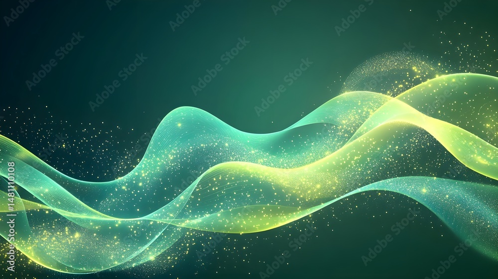 Canvas Prints abstract technology background with green and blue flowing waves