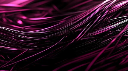 Abstract Digital Network Visualization with Vibrant Pink Strands