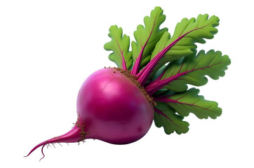 Fresh Purple Beetroot with Leaves on White Background – Organic Superfood Rich in Antioxidants, Ideal for Vegan Recipes, Natural Diet Plans, Plant-Based Meals, and Clean Eating Concepts.