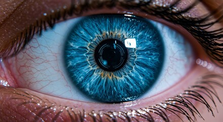 Cybernetic eye with glowing digital circuits