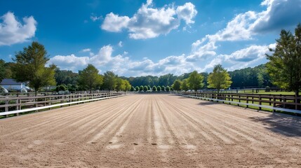 Achieve peak performance in a formal equestrian arena equipped with premium footing technology and facilities