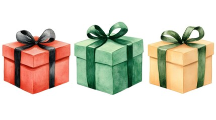 Obraz premium Colorful Watercolor Gift Boxes for Holiday Celebrations