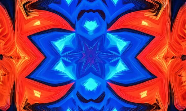 Blue and red abstract design. Kaleidoscope VJ loop