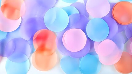 Colorful Round Paper Confetti Arrangement on White Background