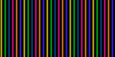 Abstract Color Line Shapes Pattern on Black Background. 3D Wave Shapes with Gradient. Vector Squiggle Graphic Element. Fun Rainbow Colored Wavy Ribbons