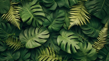 Intricate arrangement of vibrant tropical foliage.