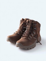 Brown hiking boots with dark brown laces, presented in a side view against a solid white background.