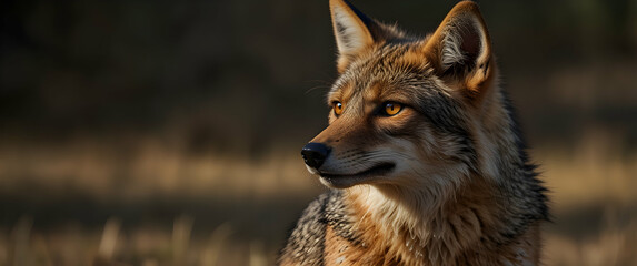 Obraz premium Alert Golden Jackal
