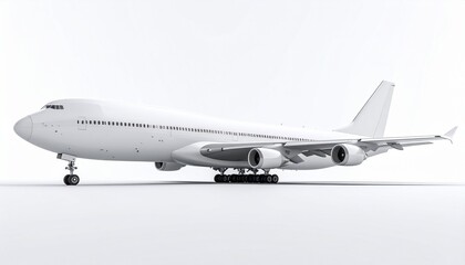 Fototapeta premium White Boeing 747 Side View Mockup