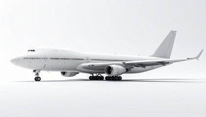 Obraz premium White Boeing 747 Side View Mockup