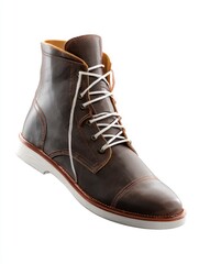 Side View Product Photo of Men's Brown Leather Boot